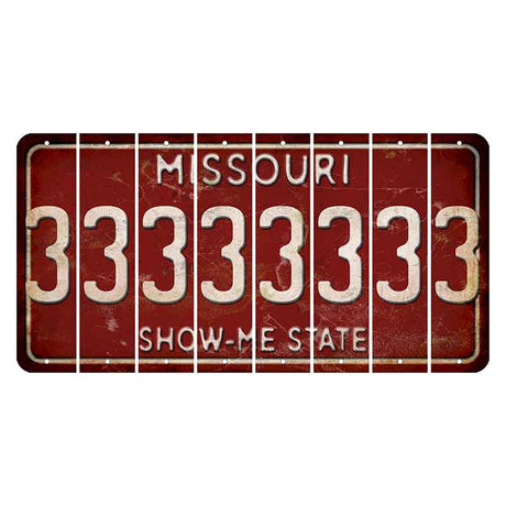 Missouri Maroon Show Me State Cut License Plate Strips (Set of 8) 3