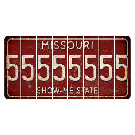 Missouri Maroon Show Me State Cut License Plate Strips (Set of 8) 5