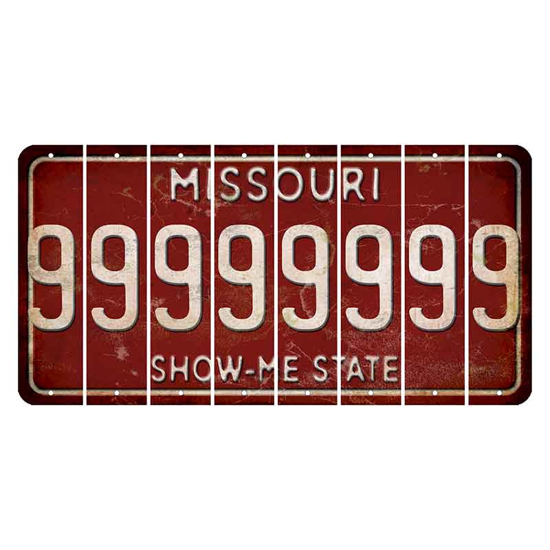 Missouri Maroon Show Me State Cut License Plate Strips (Set of 8) 9