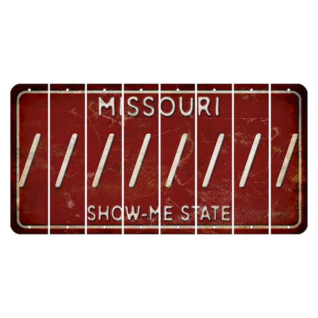 Missouri Maroon Show Me State Cut License Plate Strips (Set of 8) Forward Slash