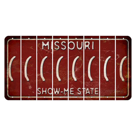 Missouri Maroon Show Me State Cut License Plate Strips (Set of 8) Parenthesis - Left