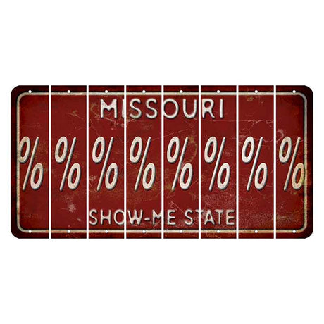 Missouri Maroon Show Me State Cut License Plate Strips (Set of 8) Percent Sign