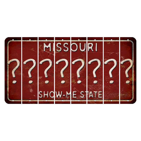 Missouri Maroon Show Me State Cut License Plate Strips (Set of 8) Question Mark