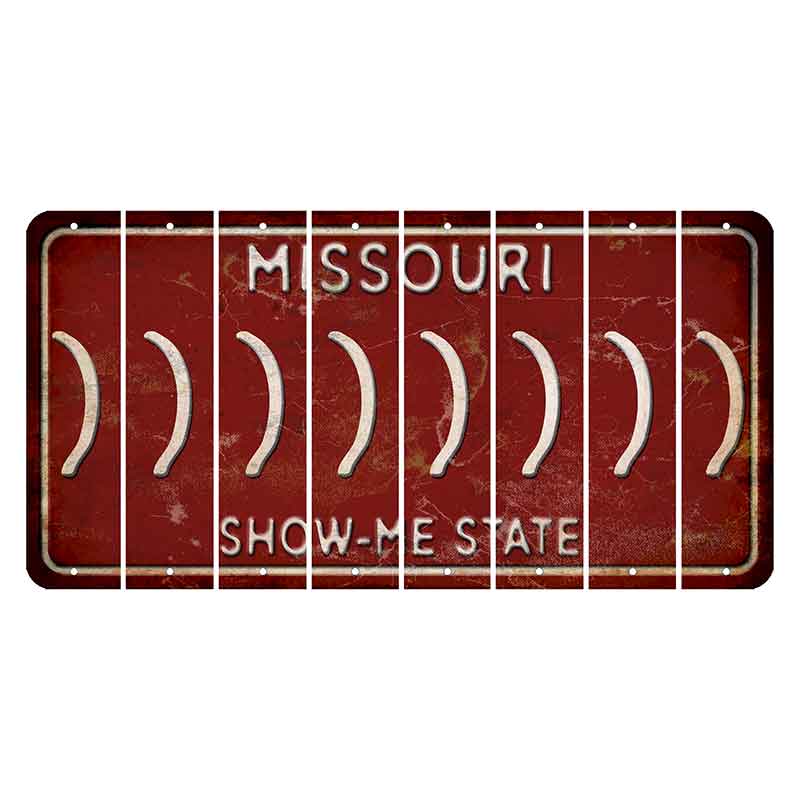 Missouri Maroon Show Me State Cut License Plate Strips (Set of 8) Parenthesis - Right