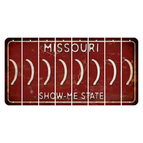 Missouri Maroon Show Me State Cut License Plate Strips (Set of 8) Parenthesis - Right