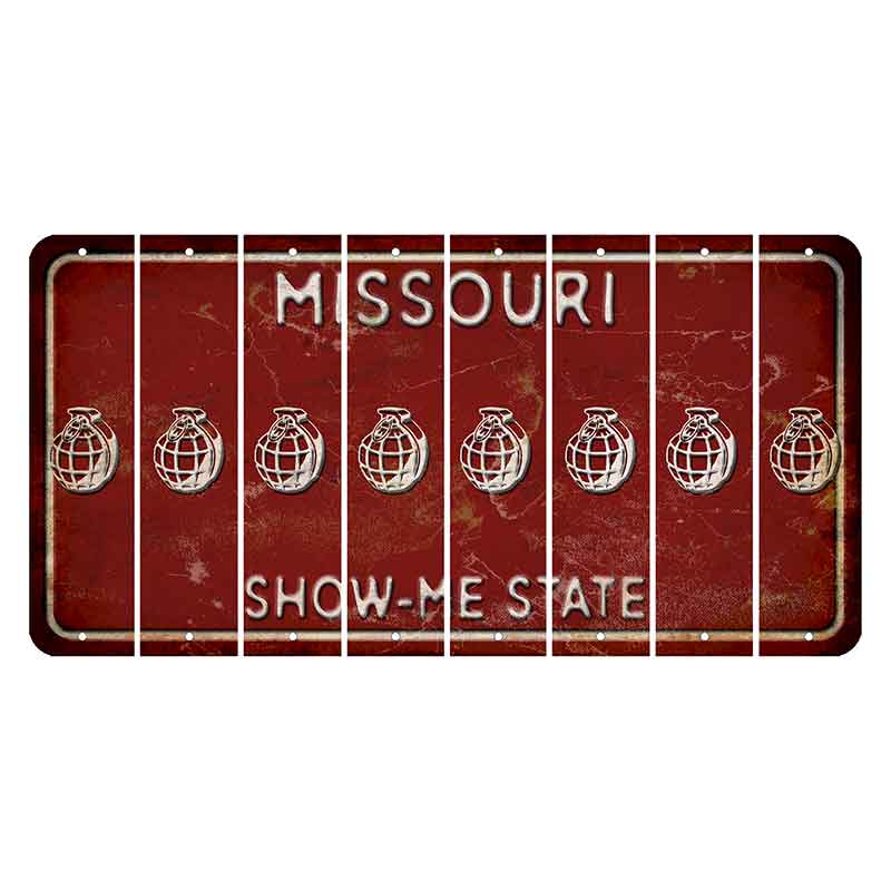 Missouri Maroon Show Me State Cut License Plate Strips (Set of 8) Grenade