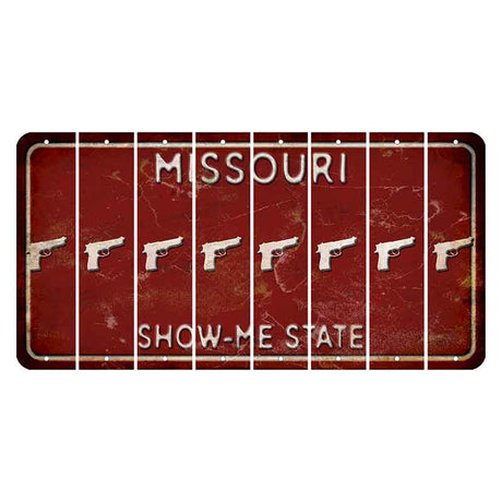 Missouri Maroon Show Me State Cut License Plate Strips (Set of 8) Handgun