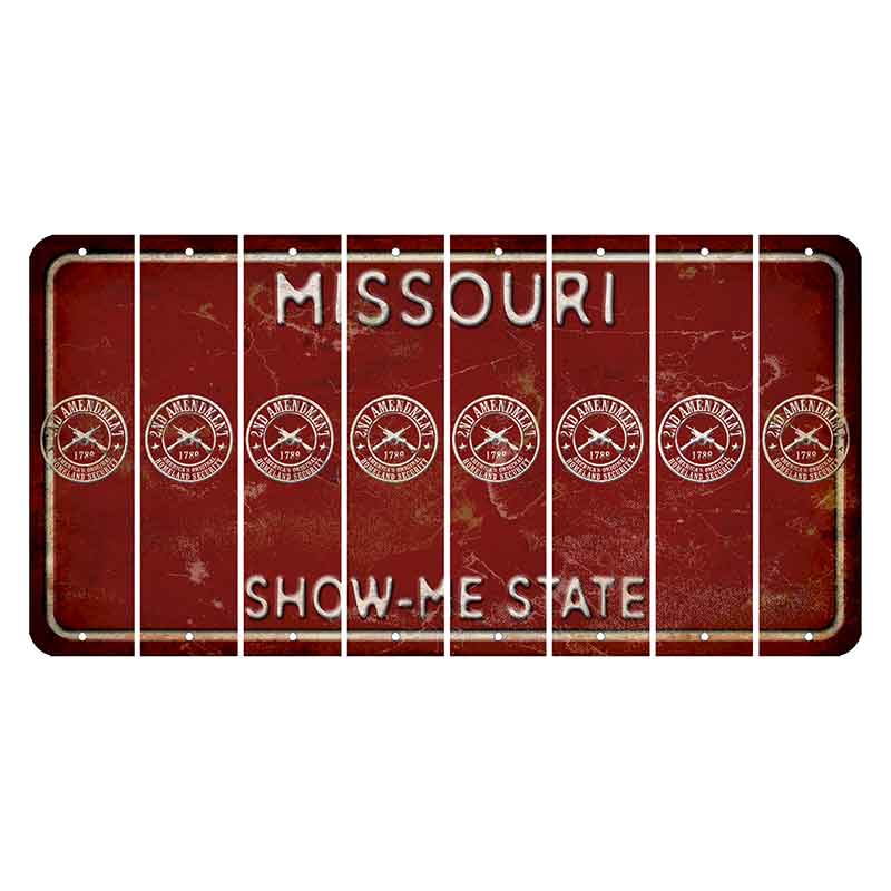 Missouri Maroon Show Me State Cut License Plate Strips (Set of 8) 2nd Amendment