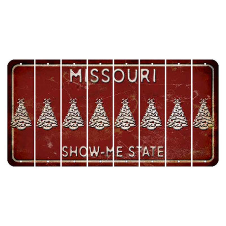 Missouri Maroon Show Me State Cut License Plate Strips (Set of 8) Christmas Tree