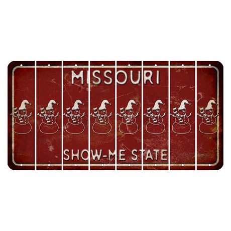 Missouri Maroon Show Me State Cut License Plate Strips (Set of 8) Snowman