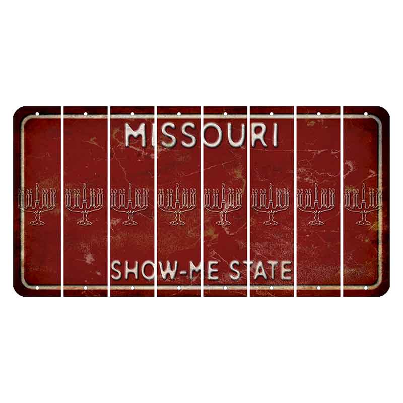 Missouri Maroon Show Me State Cut License Plate Strips (Set of 8) Menorah