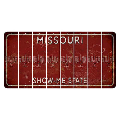 Missouri Maroon Show Me State Cut License Plate Strips (Set of 8) Menorah