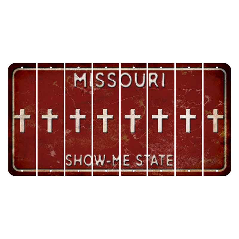 Missouri Maroon Show Me State Cut License Plate Strips (Set of 8) Cross