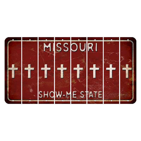 Missouri Maroon Show Me State Cut License Plate Strips (Set of 8) Cross