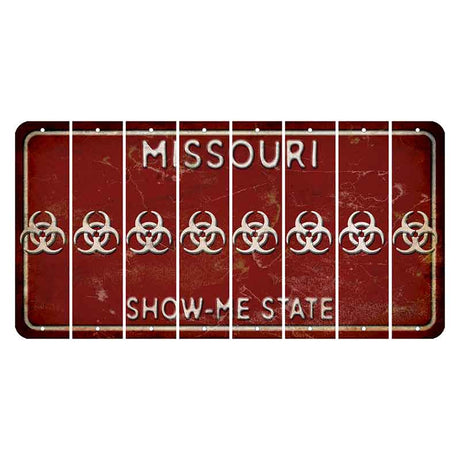 Missouri Maroon Show Me State Cut License Plate Strips (Set of 8) Radioactive