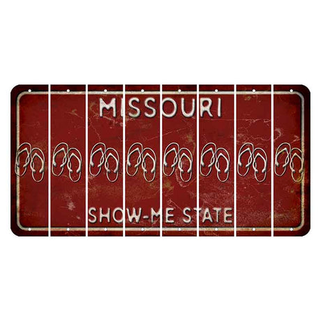 Missouri Maroon Show Me State Cut License Plate Strips (Set of 8) Flip Flops