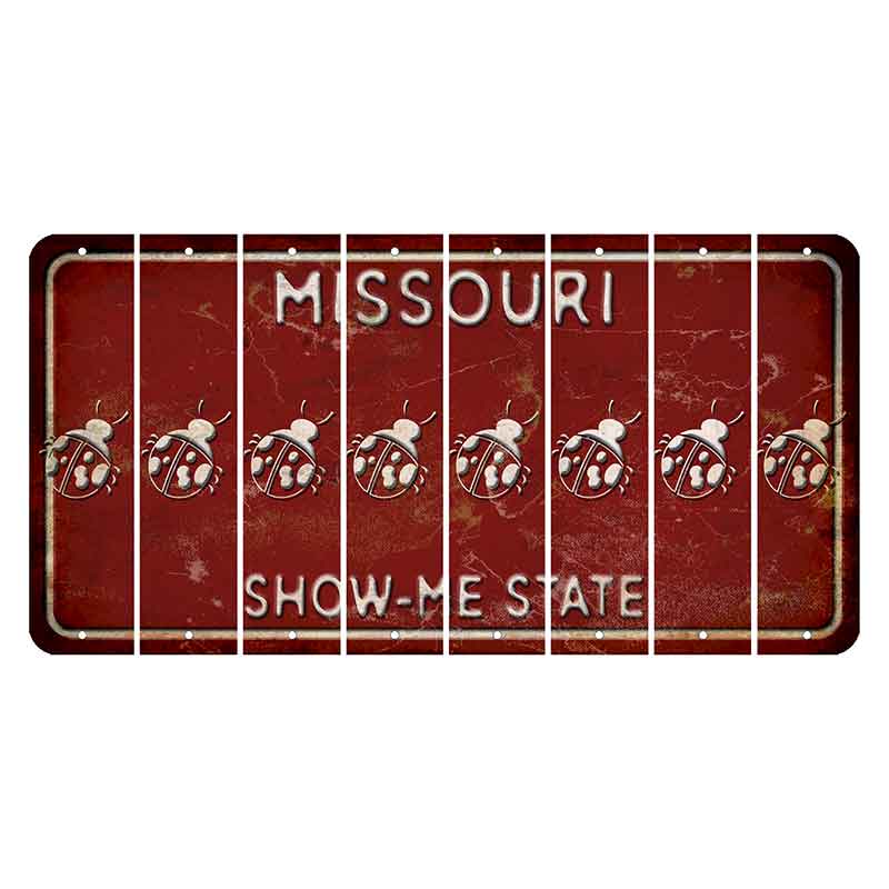 Missouri Maroon Show Me State Cut License Plate Strips (Set of 8) Ladybug