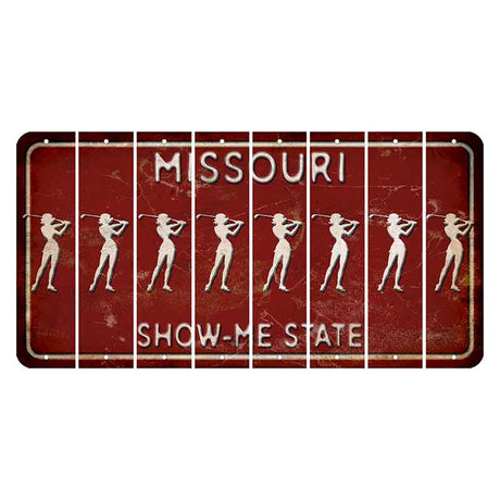 Missouri Maroon Show Me State Cut License Plate Strips (Set of 8) Female Golfer