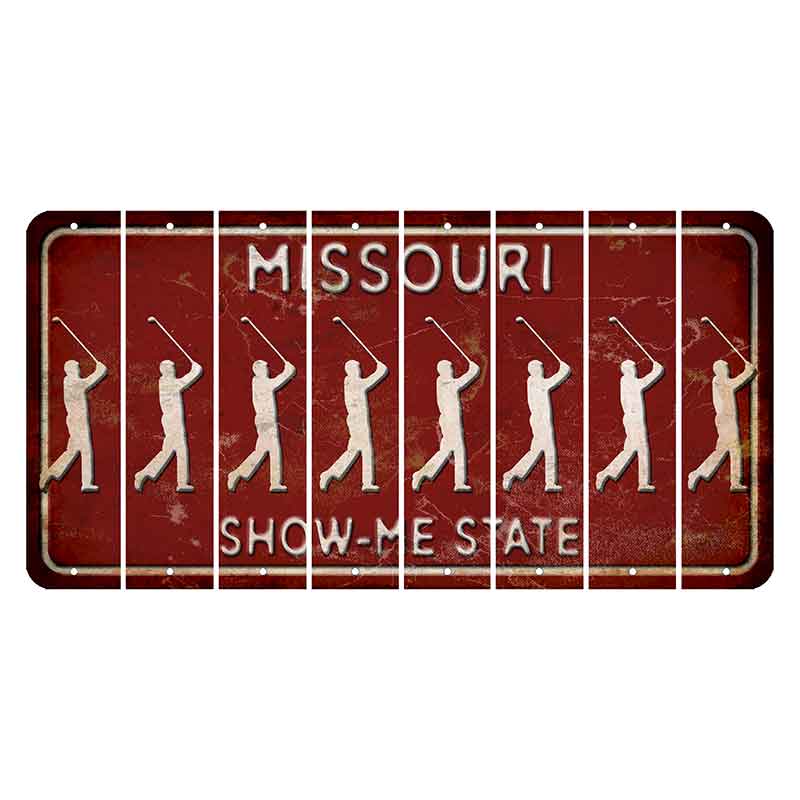 Missouri Maroon Show Me State Cut License Plate Strips (Set of 8) Male Golfer