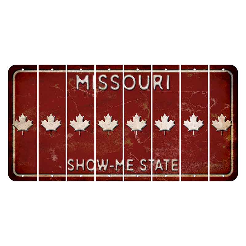 Missouri Maroon Show Me State Cut License Plate Strips (Set of 8) Maple Leaf