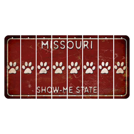 Missouri Maroon Show Me State Cut License Plate Strips (Set of 8) Dog Paw