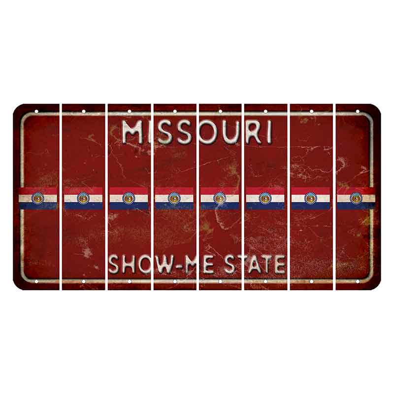 Missouri Maroon Show Me State Cut License Plate Strips (Set of 8) State Flag