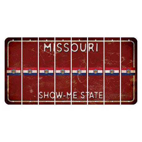 Missouri Maroon Show Me State Cut License Plate Strips (Set of 8) State Flag