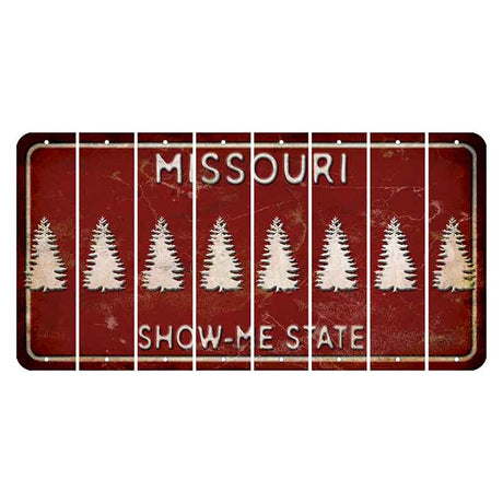 Missouri Maroon Show Me State Cut License Plate Strips (Set of 8) Pine Tree