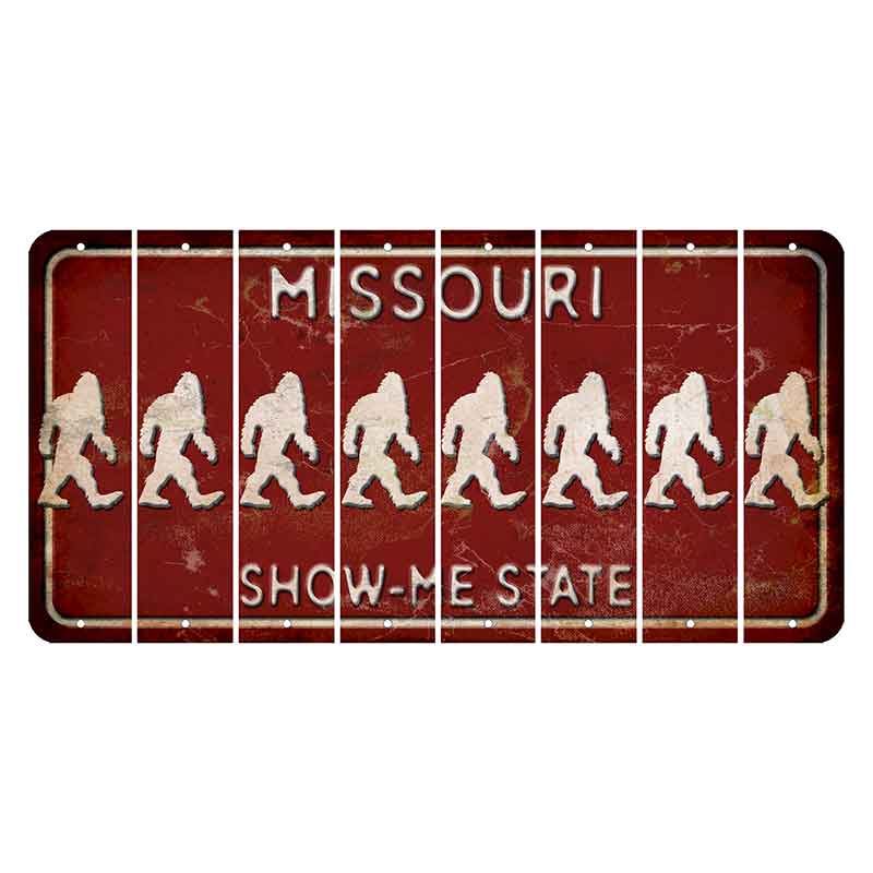 Missouri Maroon Show Me State Cut License Plate Strips (Set of 8) Bigfoot