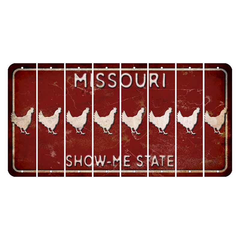 Missouri Maroon Show Me State Cut License Plate Strips (Set of 8) Chicken