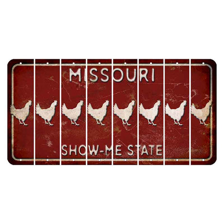 Missouri Maroon Show Me State Cut License Plate Strips (Set of 8) Chicken