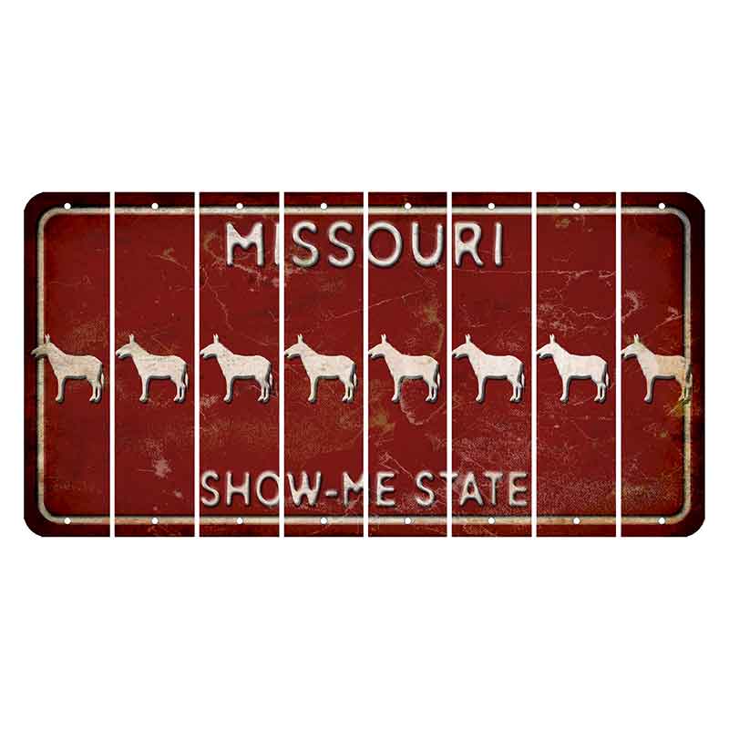 Missouri Maroon Show Me State Cut License Plate Strips (Set of 8) Donkey