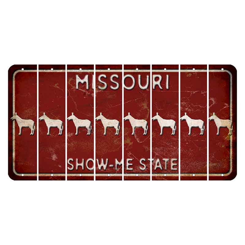 Missouri Maroon Show Me State Cut License Plate Strips (Set of 8) Donkey