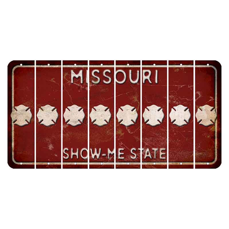 Missouri Maroon Show Me State Cut License Plate Strips (Set of 8) Fire Badge