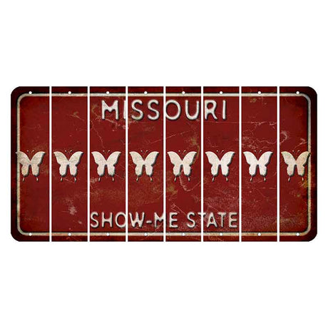 Missouri Maroon Show Me State Cut License Plate Strips (Set of 8) Butterfly