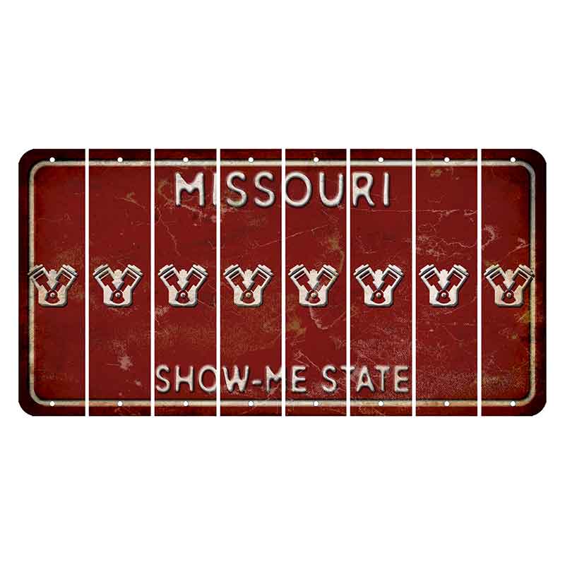 Missouri Maroon Show Me State Cut License Plate Strips (Set of 8) Engine