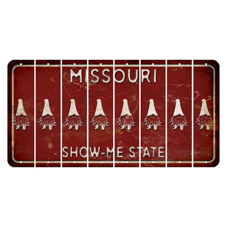 Missouri Maroon Show Me State Cut License Plate Strips (Set of 8) Gnome