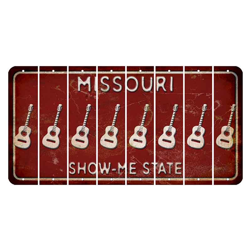 Missouri Maroon Show Me State Cut License Plate Strips (Set of 8) Guitar