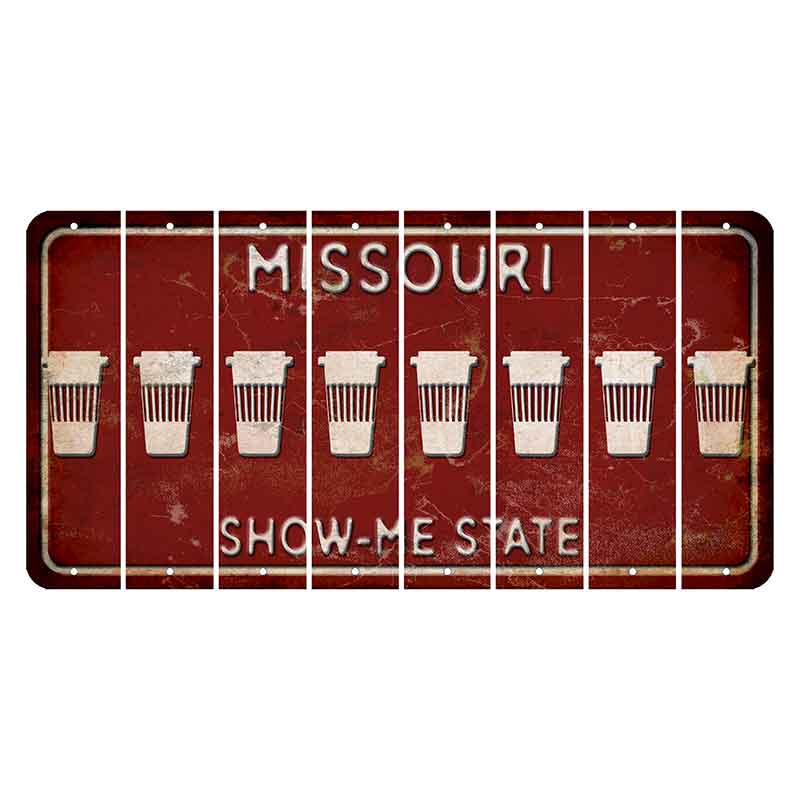 Missouri Maroon Show Me State Cut License Plate Strips (Set of 8) Latte