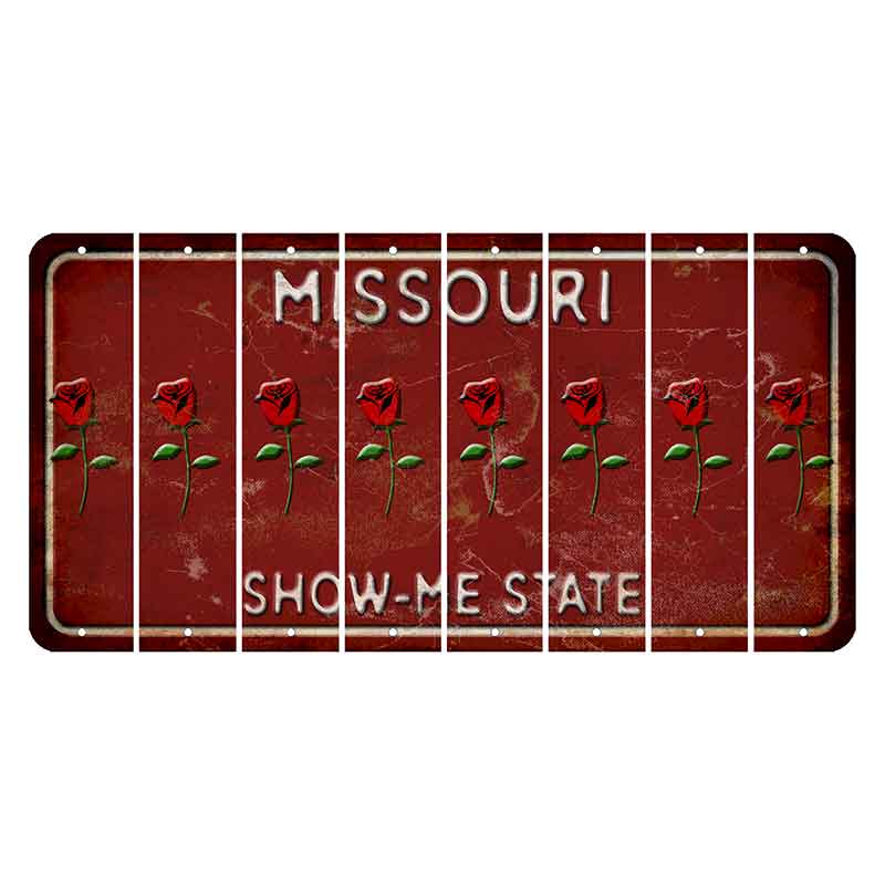 Missouri Maroon Show Me State Cut License Plate Strips (Set of 8) Red Rose