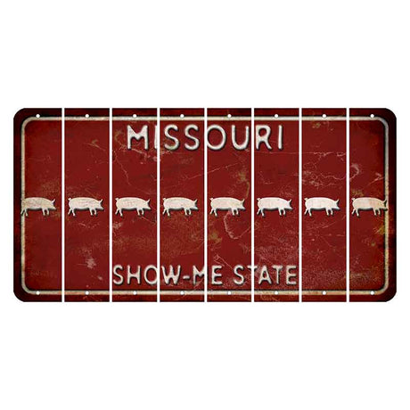 Missouri Maroon Show Me State Cut License Plate Strips (Set of 8) Pig