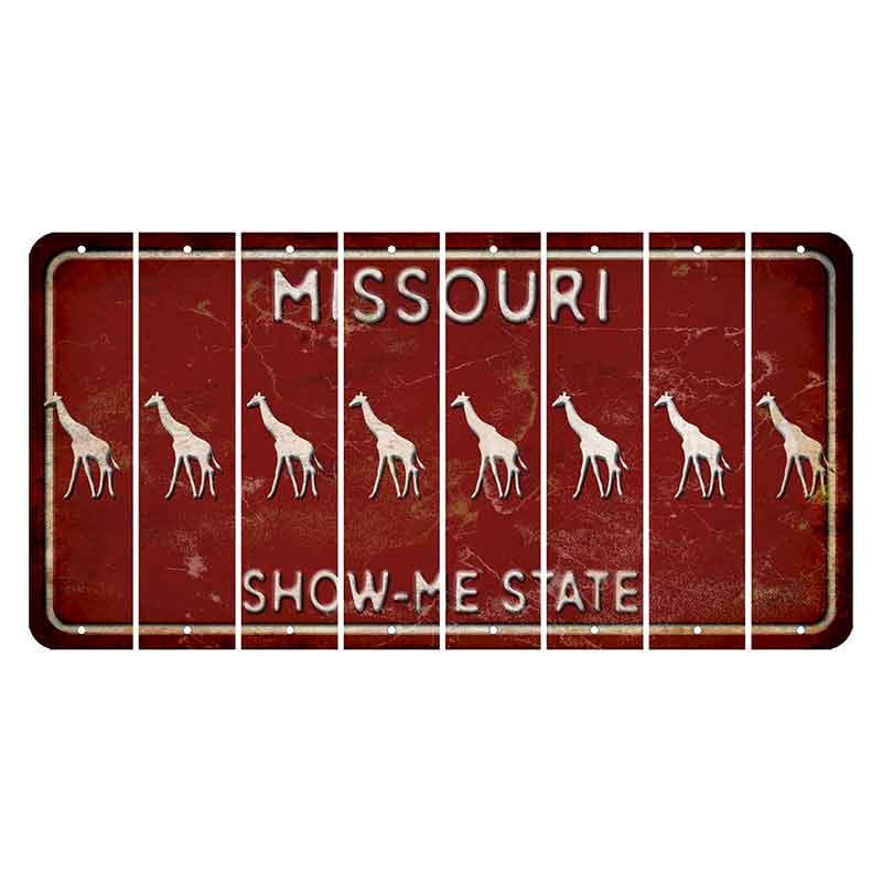 Missouri Maroon Show Me State Cut License Plate Strips (Set of 8) Giraffe