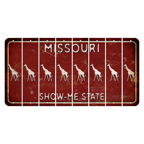 Missouri Maroon Show Me State Cut License Plate Strips (Set of 8) Giraffe