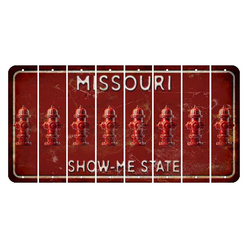 Missouri Maroon Show Me State Cut License Plate Strips (Set of 8) Fire Hydrant