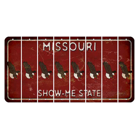 Missouri Maroon Show Me State Cut License Plate Strips (Set of 8) Bald Eagle