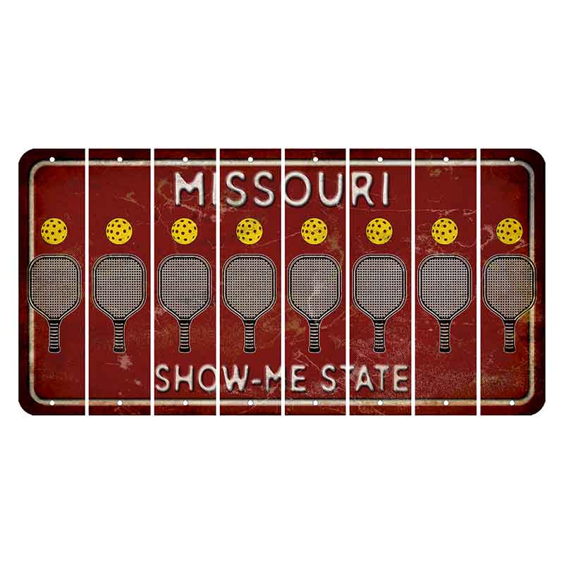 Missouri Maroon Show Me State Cut License Plate Strips (Set of 8) Pickleball