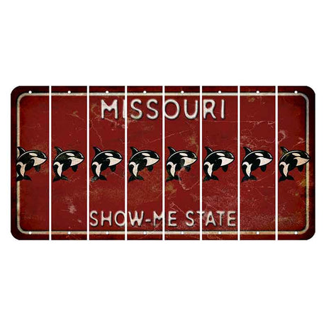 Missouri Maroon Show Me State Cut License Plate Strips (Set of 8) Whale