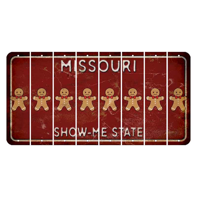 Missouri Maroon Show Me State Cut License Plate Strips (Set of 8) Gingerbread Man