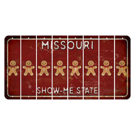 Missouri Maroon Show Me State Cut License Plate Strips (Set of 8) Gingerbread Man