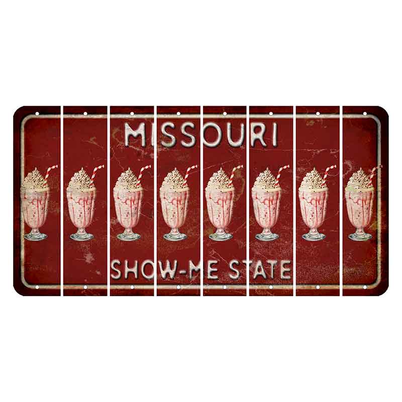 Missouri Maroon Show Me State Cut License Plate Strips (Set of 8) Milkshake